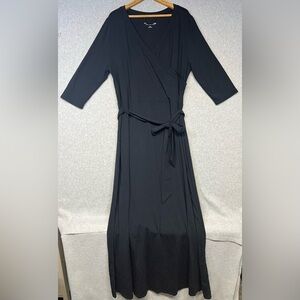 Soft Surrounding Maxi Dress Womens Large Black Wrap Faux Tie Long